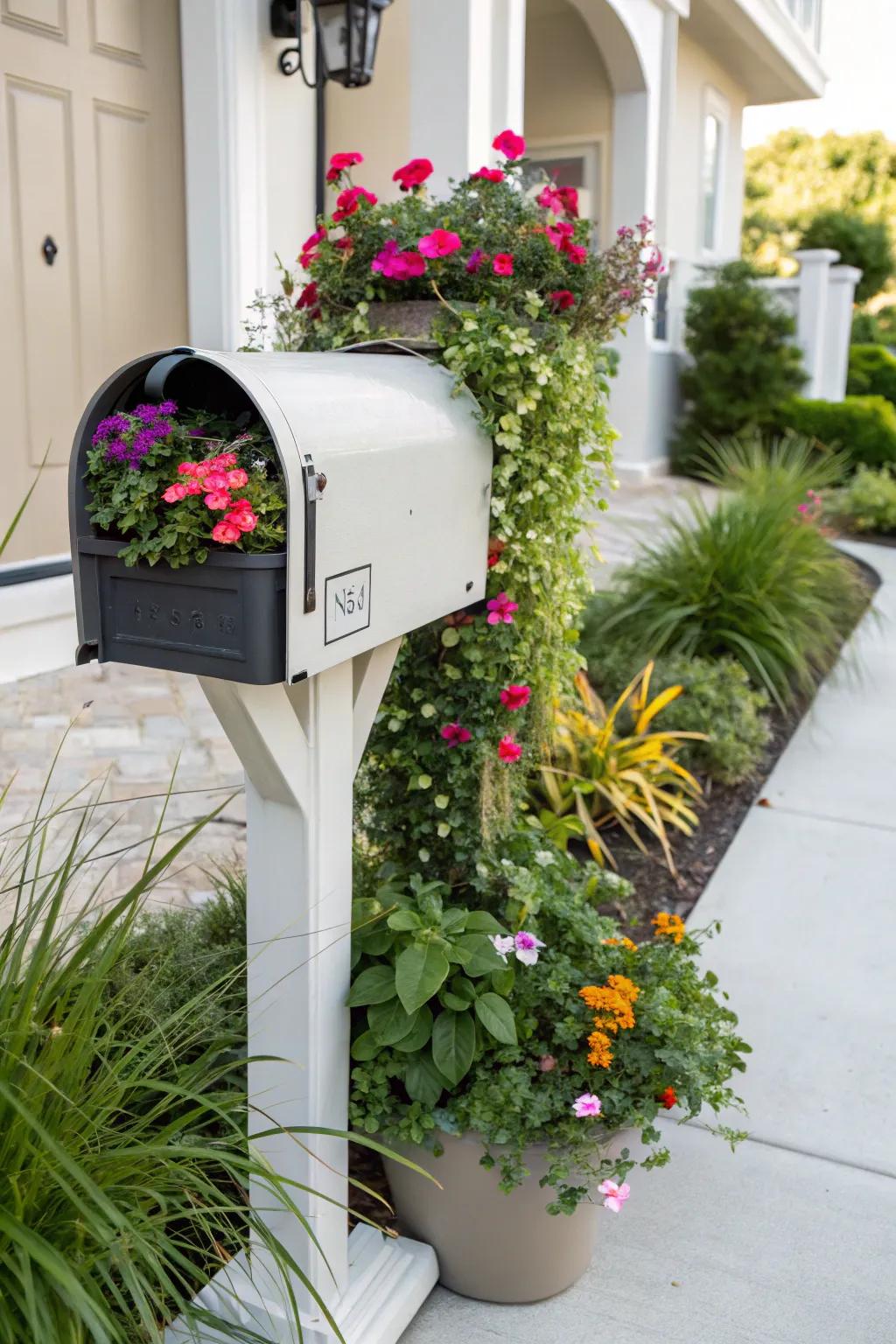 Chic containers add a refined touch to your mailbox flower arrangement.