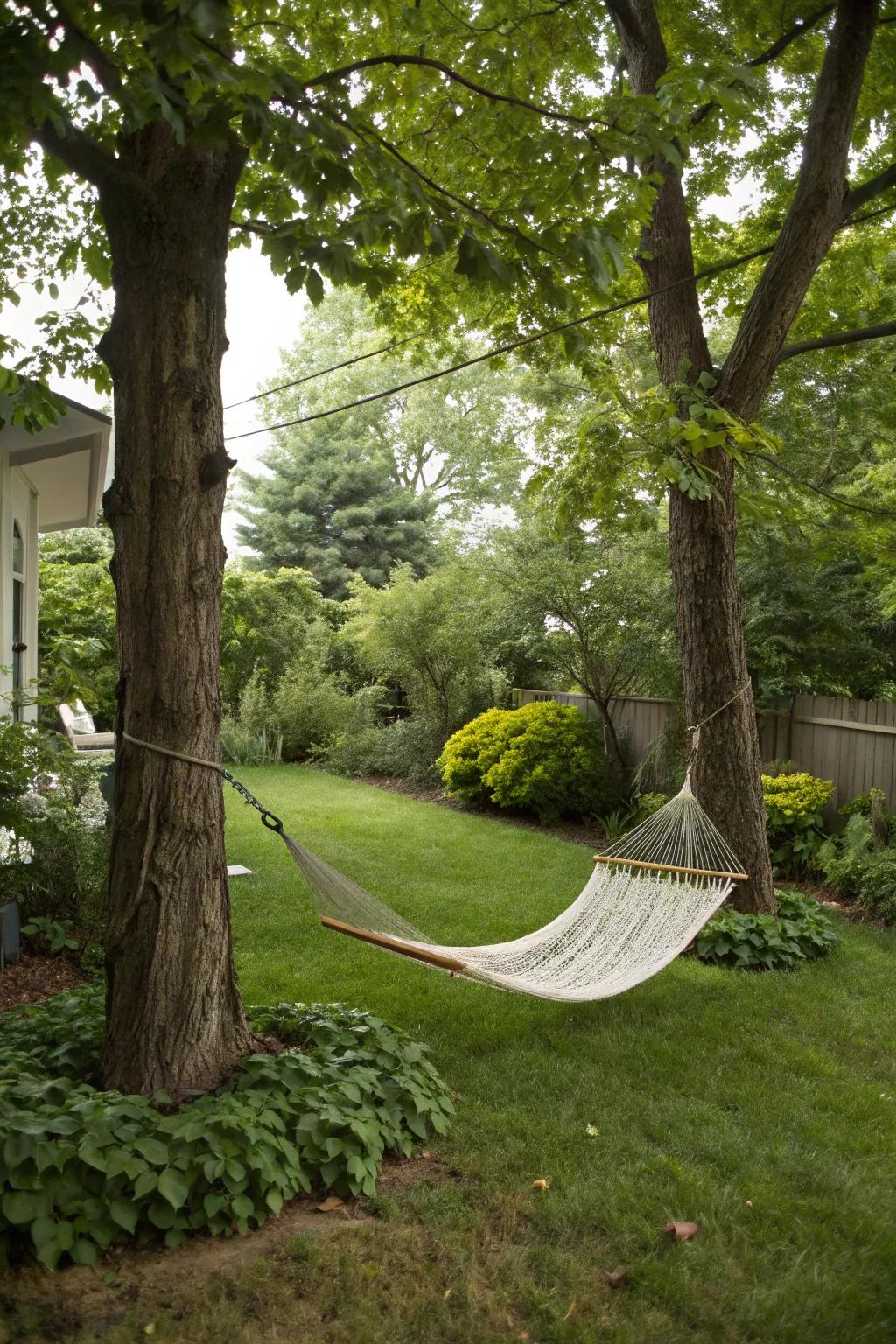 A relaxation nook offers a peaceful escape in your backyard.