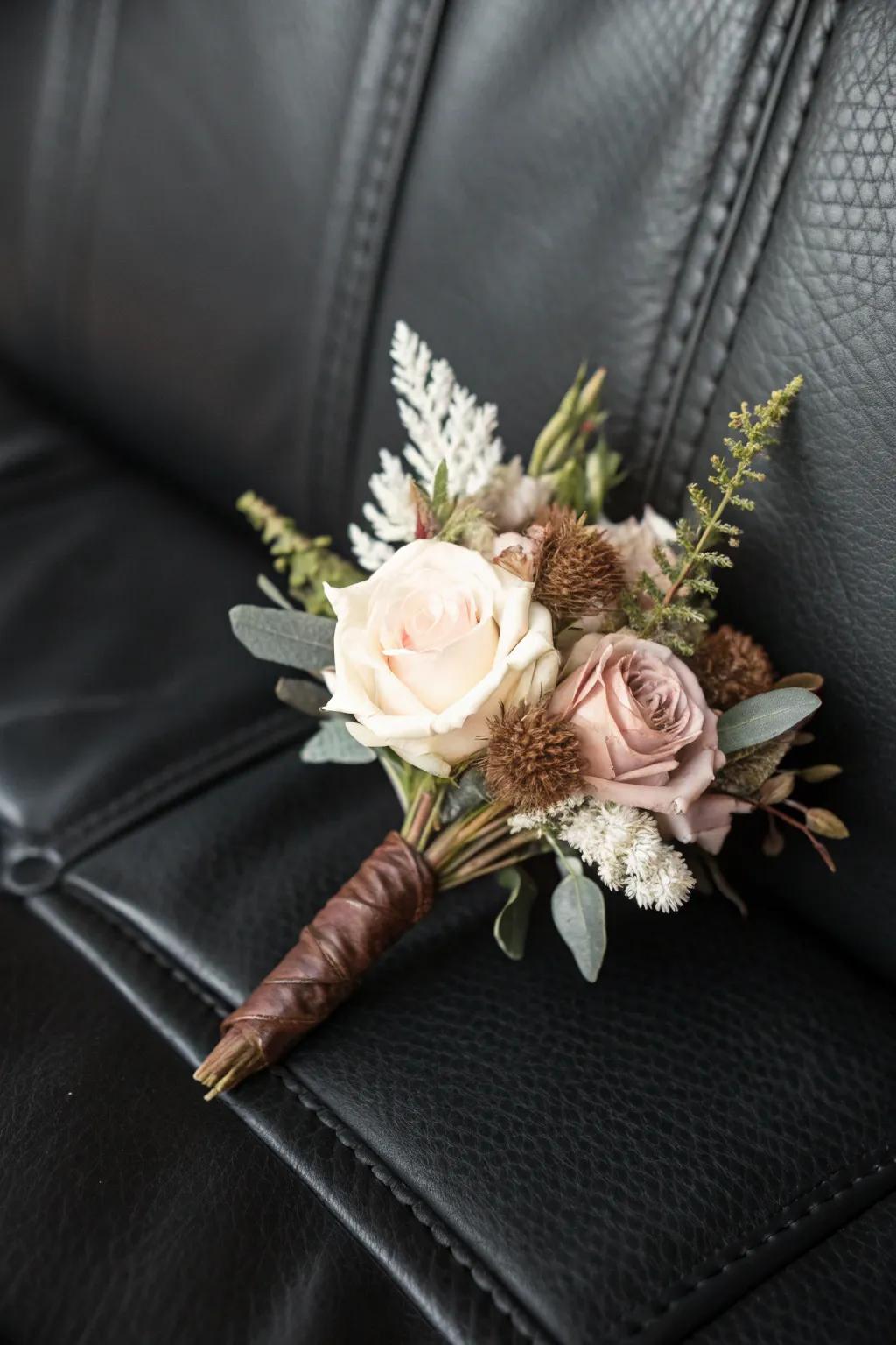 Combining leather and florals creates a modern twist.