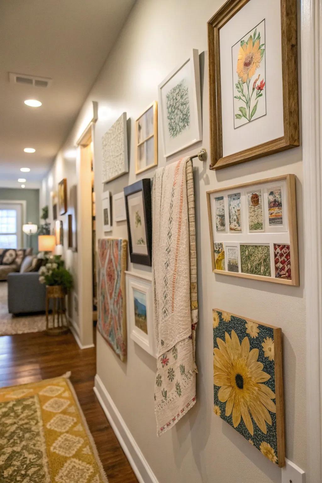 Unframed pieces offer a relaxed, organic feel.