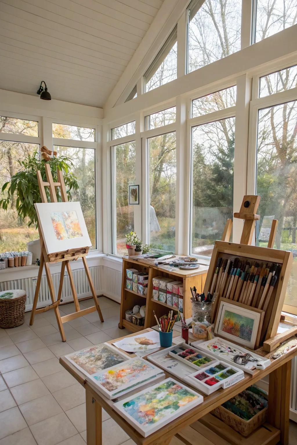 An inspiring art studio filled with natural light and creativity.