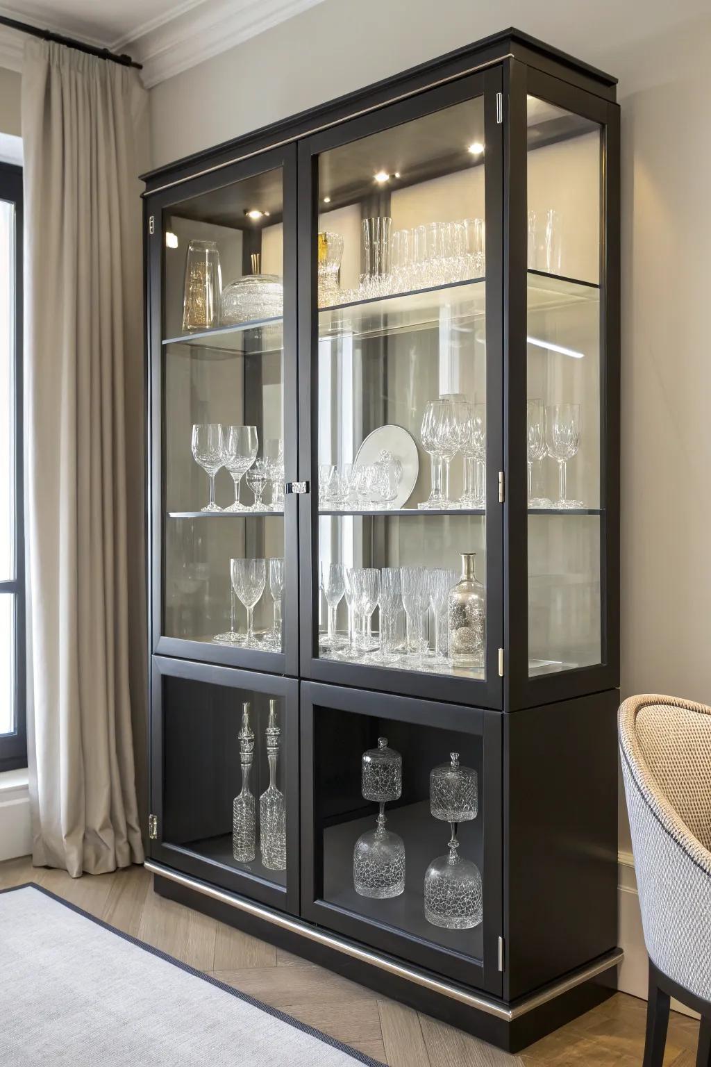Transparent elements lend a modern and airy feel to the hutch.