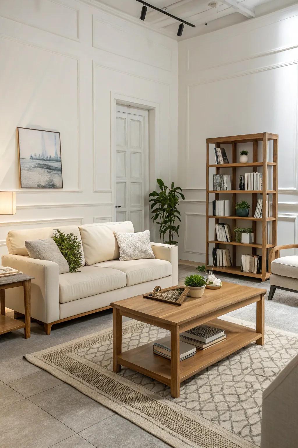 Simplistic lines in furniture create a serene atmosphere.
