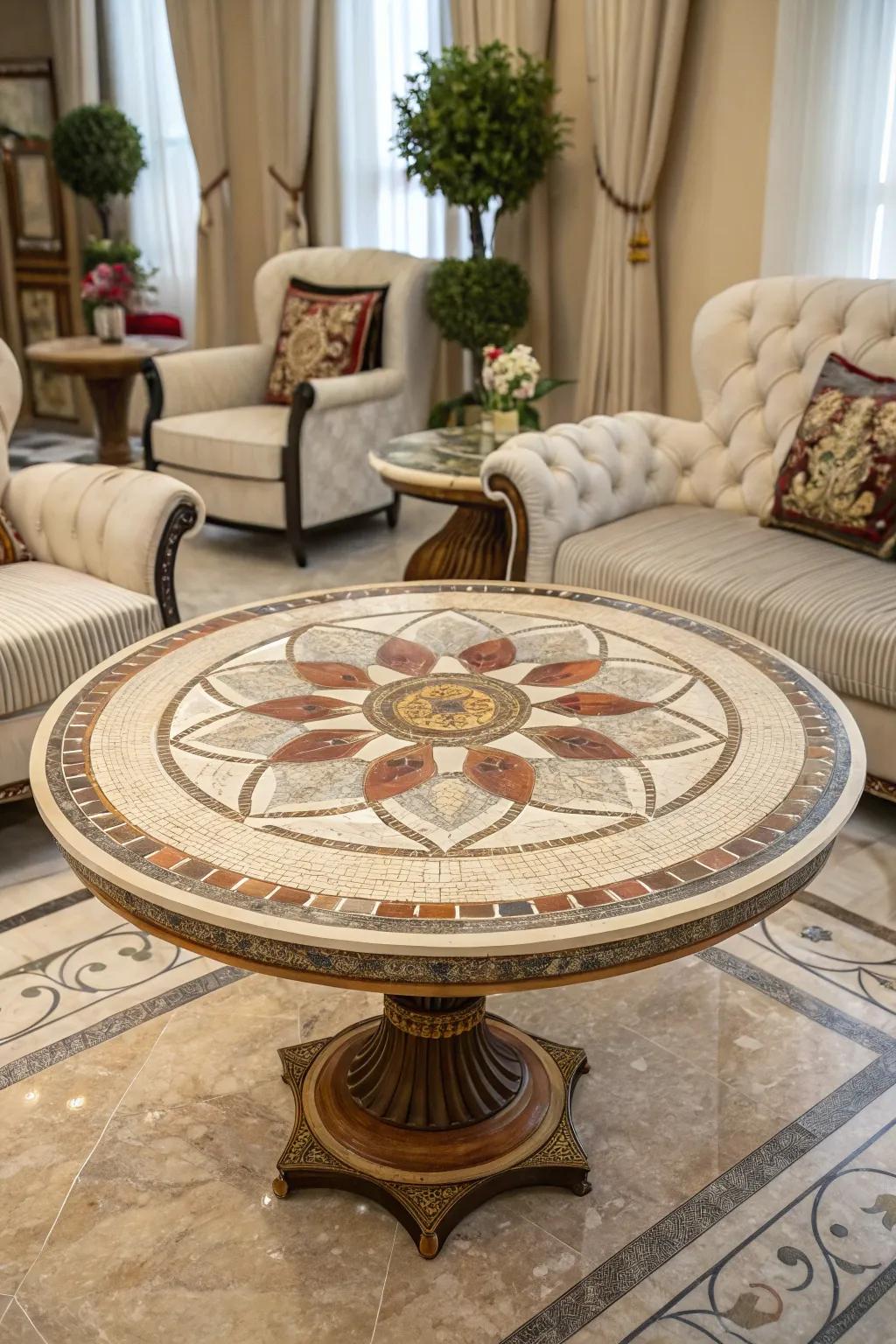 Timeless mosaic patterns add elegance and sophistication.