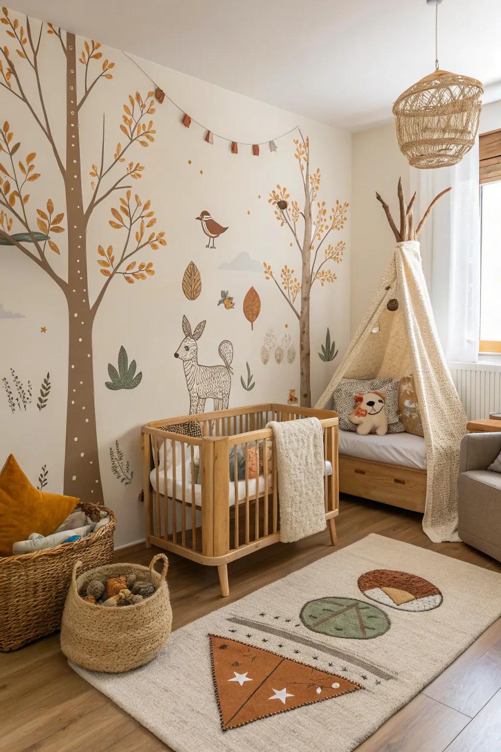 An enchanted woodland nursery that brings the beauty of the forest indoors.