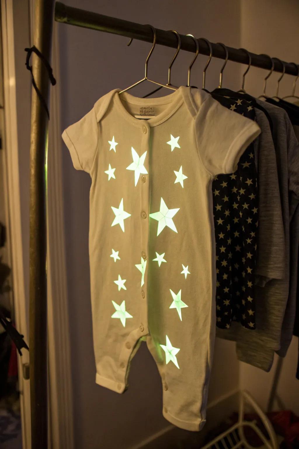 A magical onesie with glowing stars for nighttime charm.