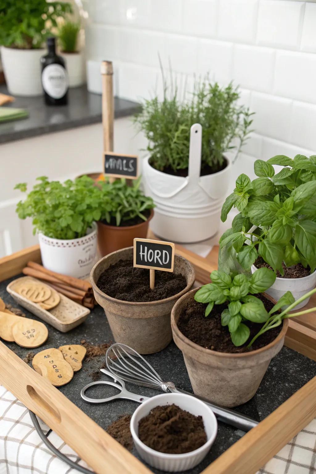 A DIY herb station offers guests a fragrant, lasting memory.