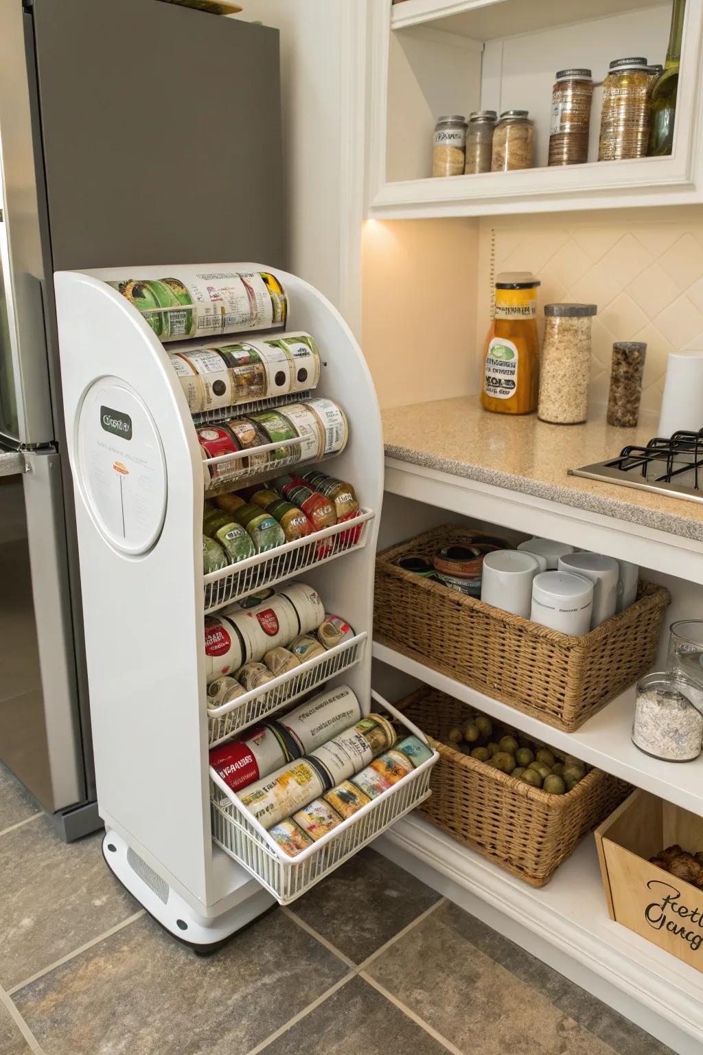 Keep your cans fresh with a self-feeding dispenser.