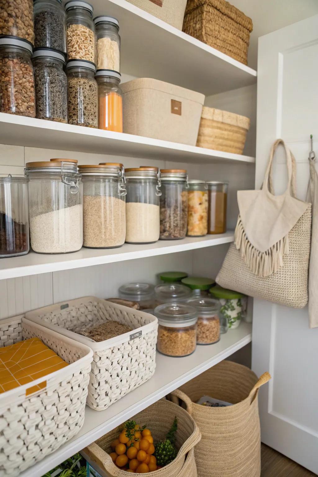 Eco-friendly storage solutions keep your pantry organized and sustainable.