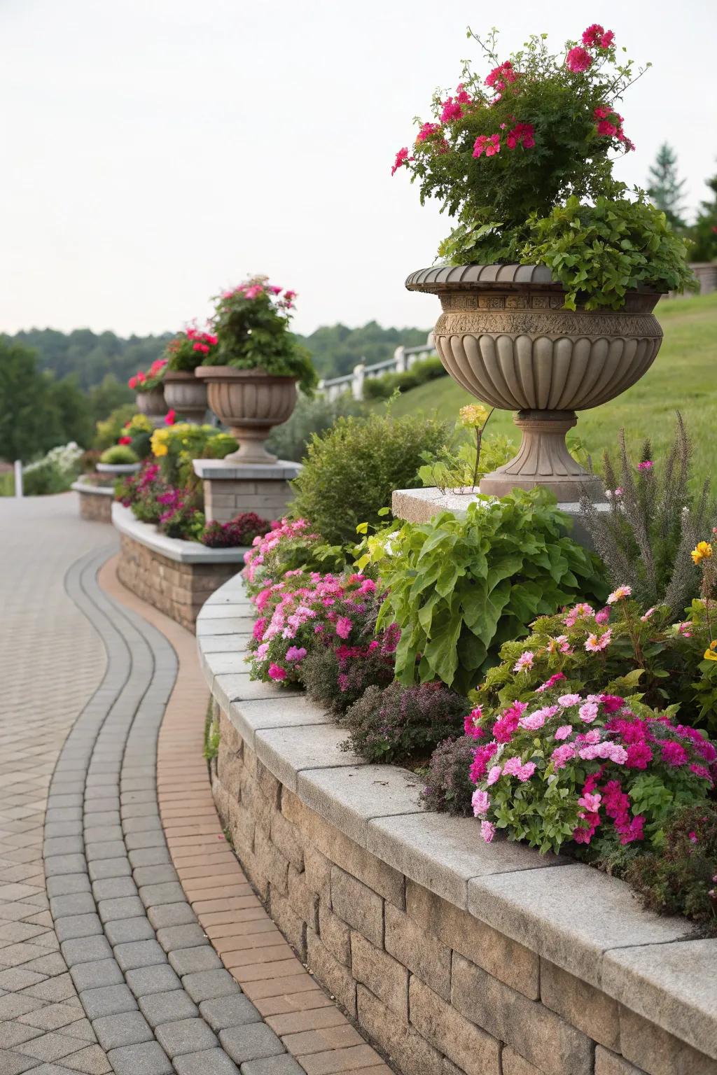 Cascading planters enhance your garden's visual appeal.