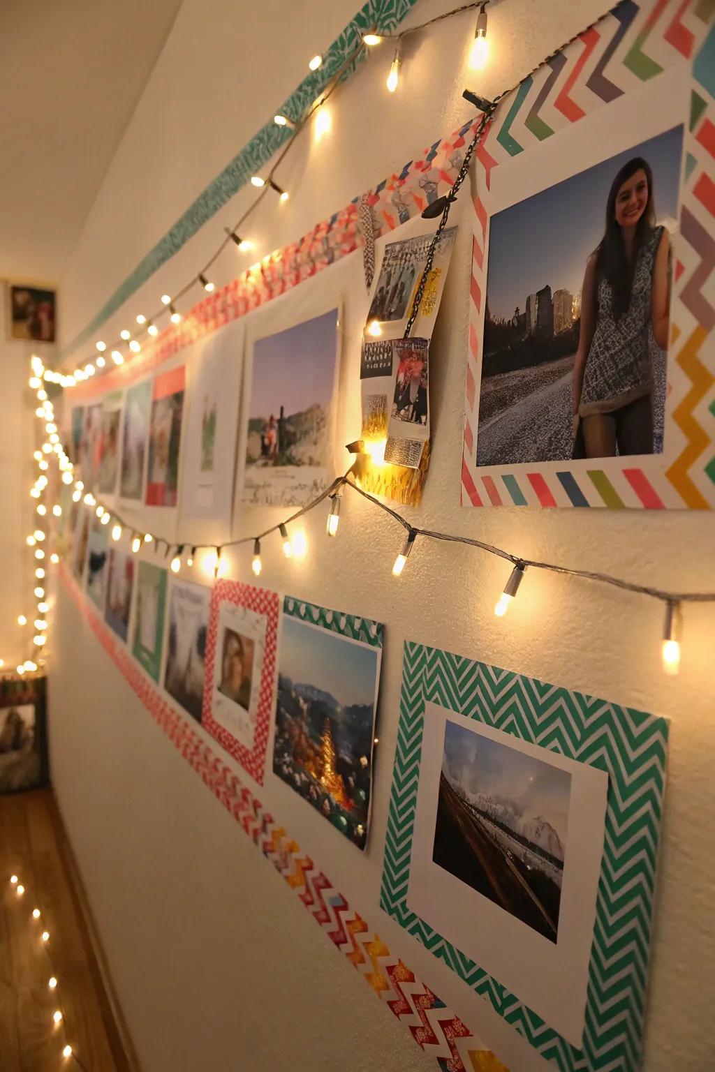 Washi tape and lights add a playful, colorful accent.