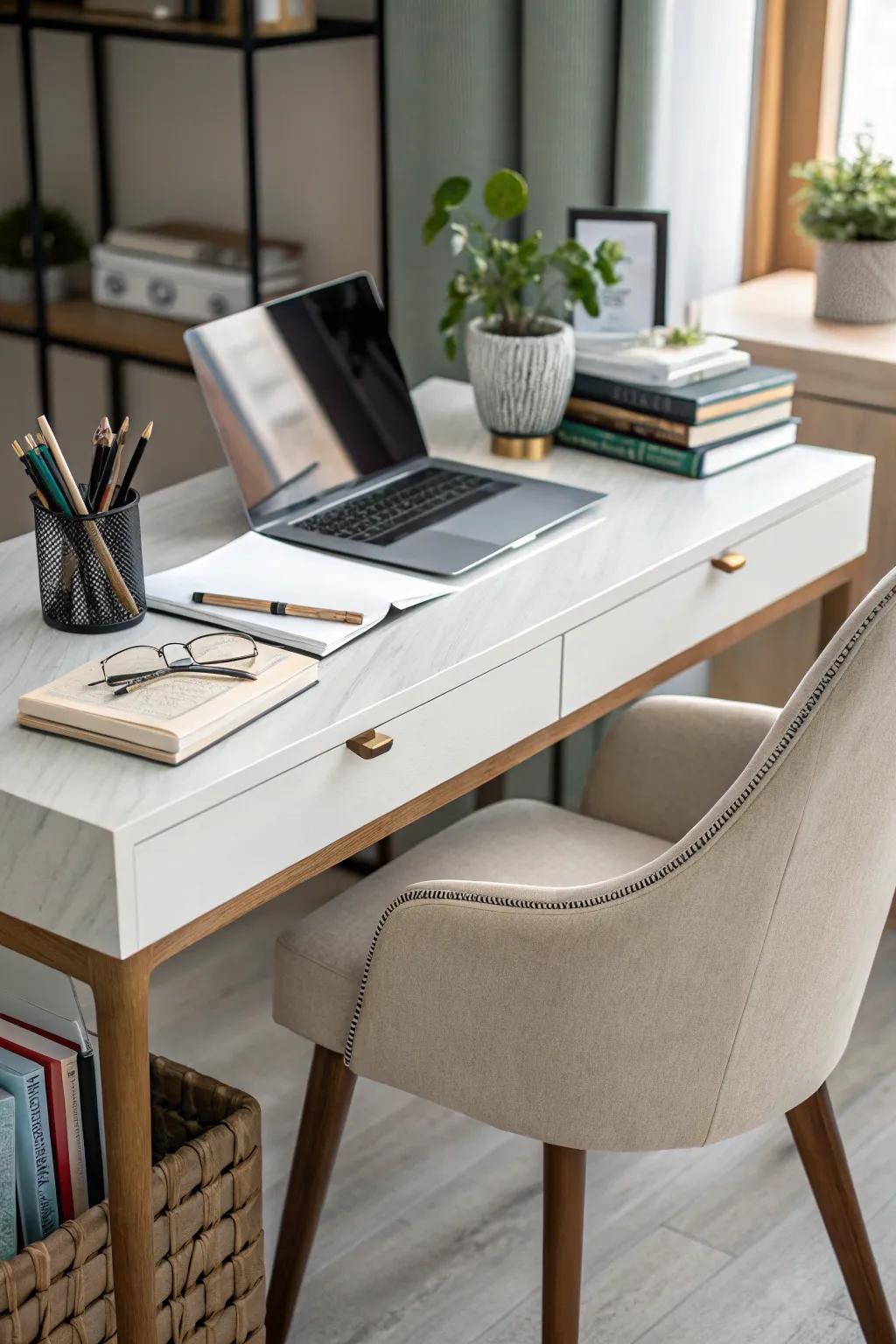 A chic study area enhances focus and creativity.