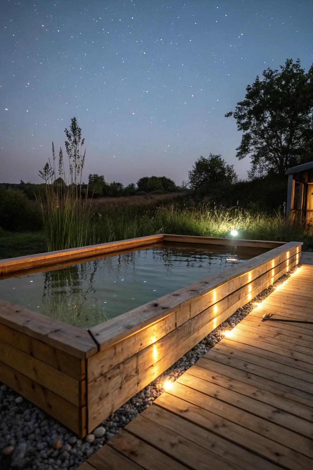 Lighting transforms your pond into a night-time spectacle.