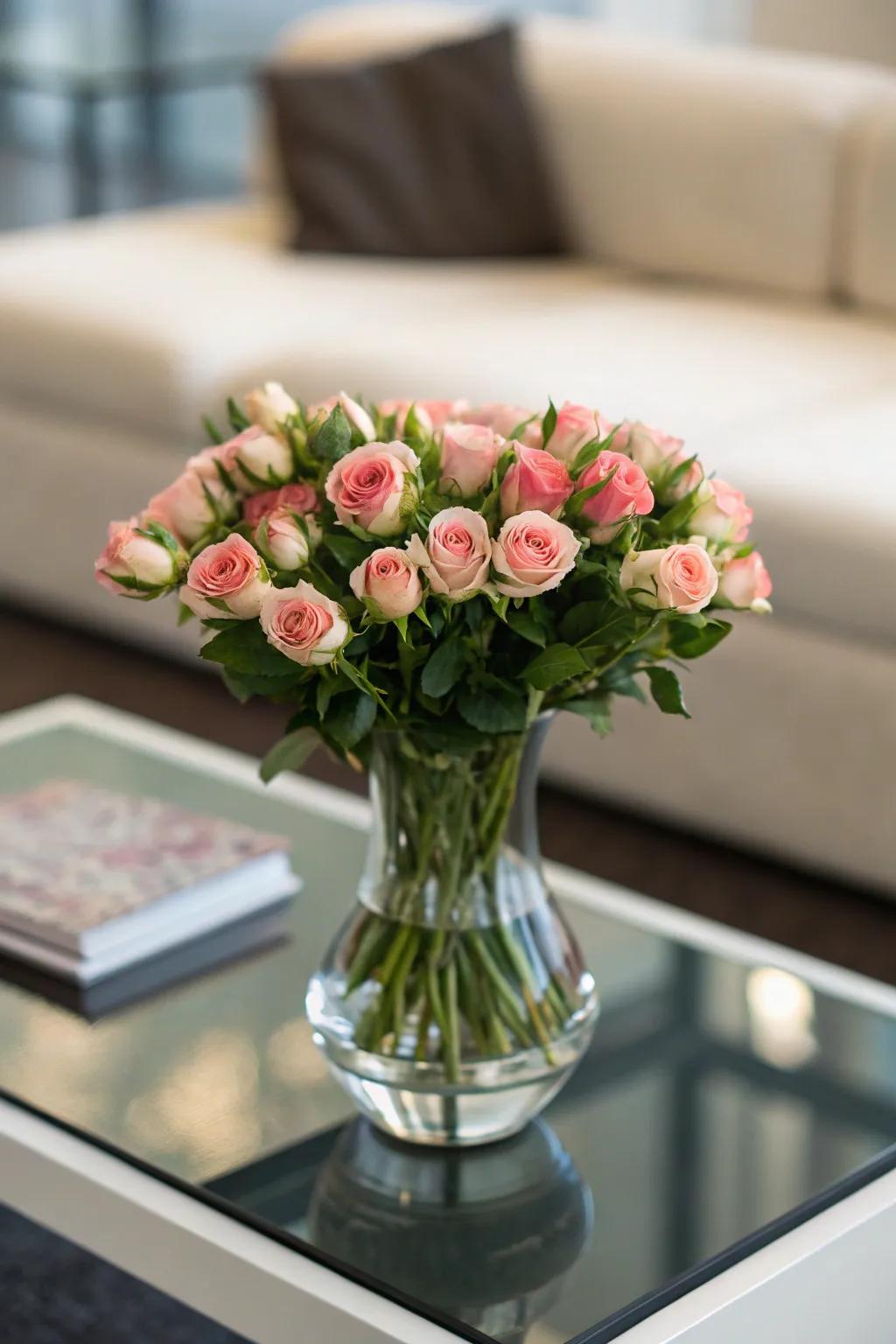 A bouquet of rosebuds symbolizes new beginnings.