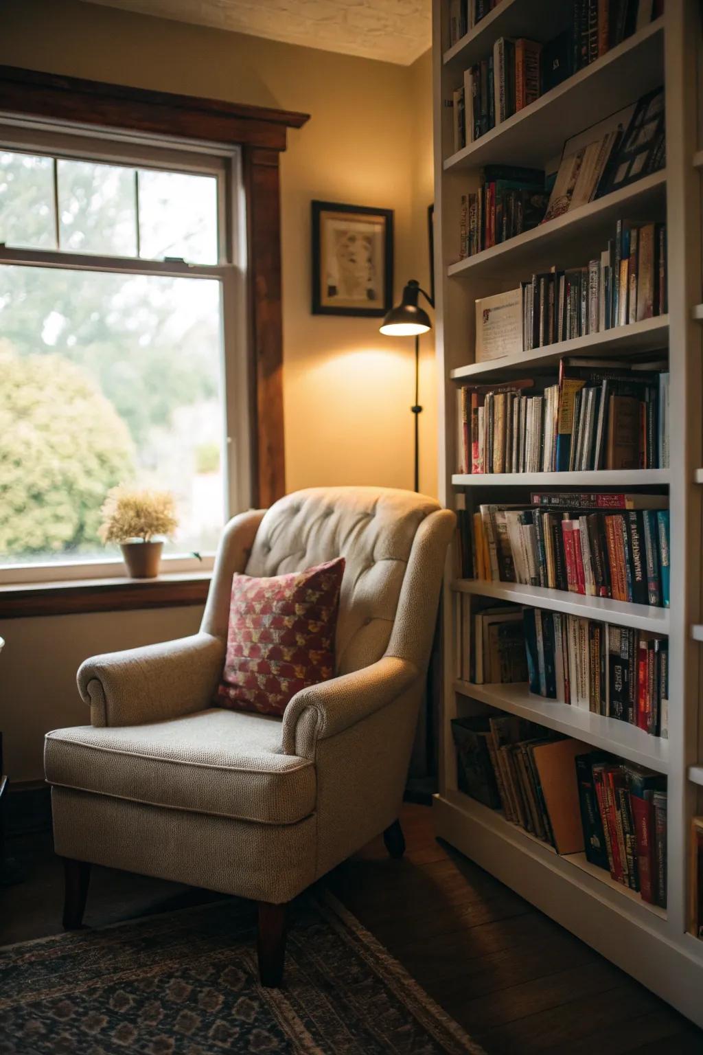 A reading nook offers a peaceful retreat in your home.