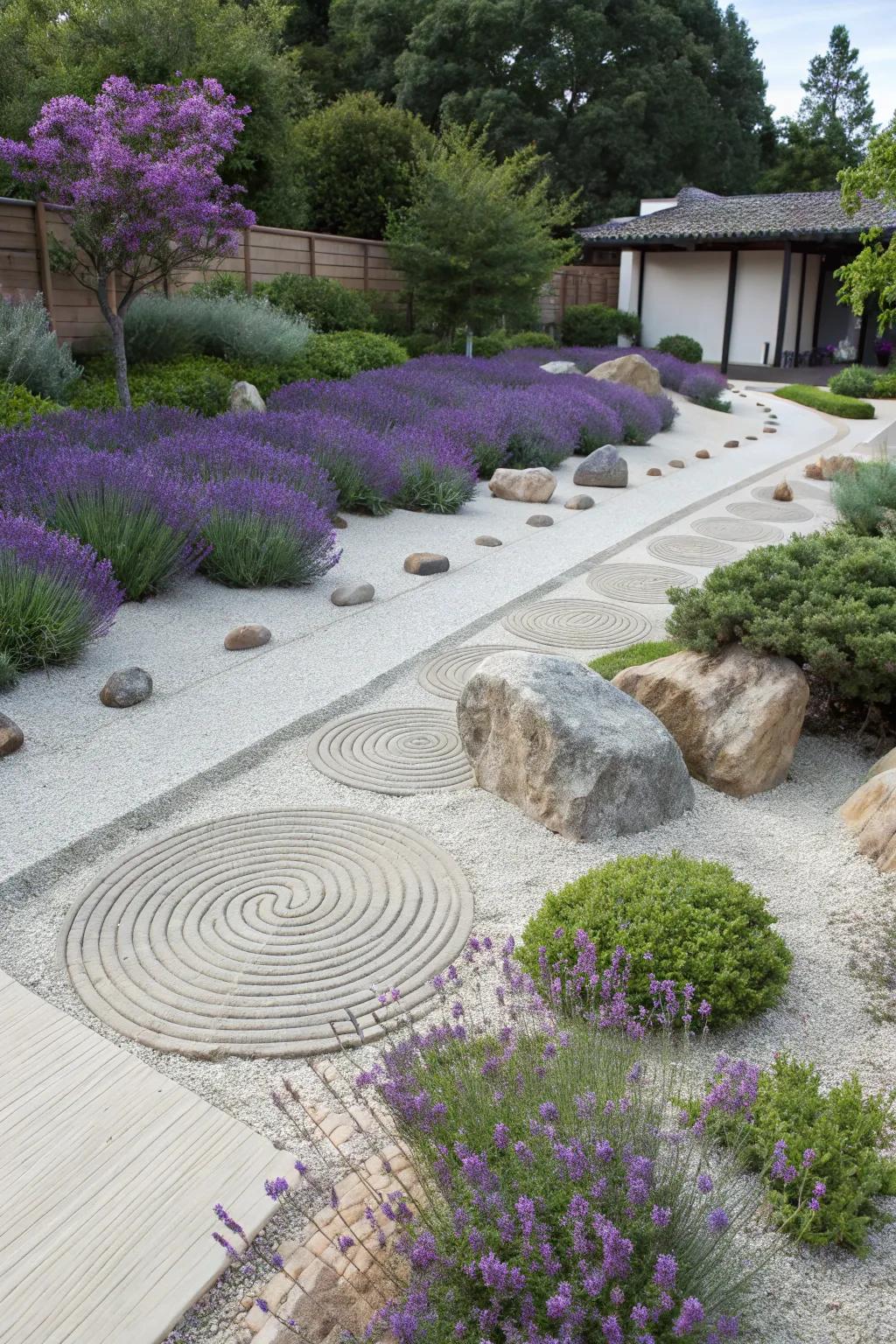 Lavender adds tranquility and fragrance to Zen gardens.