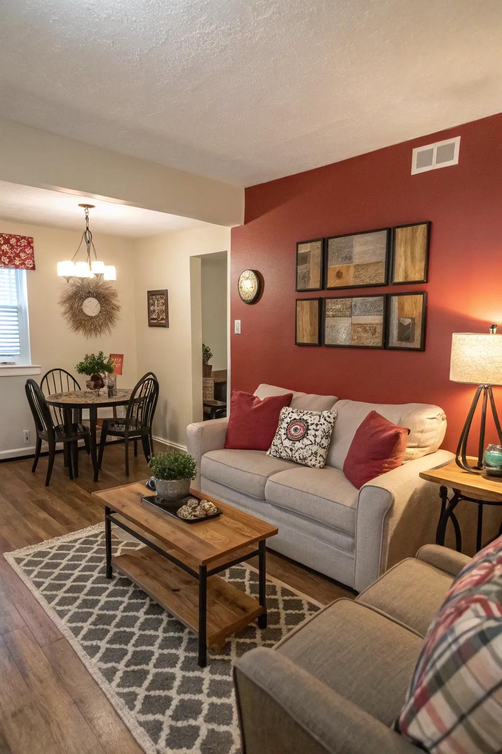 Accent wall adding depth and personality to the room.