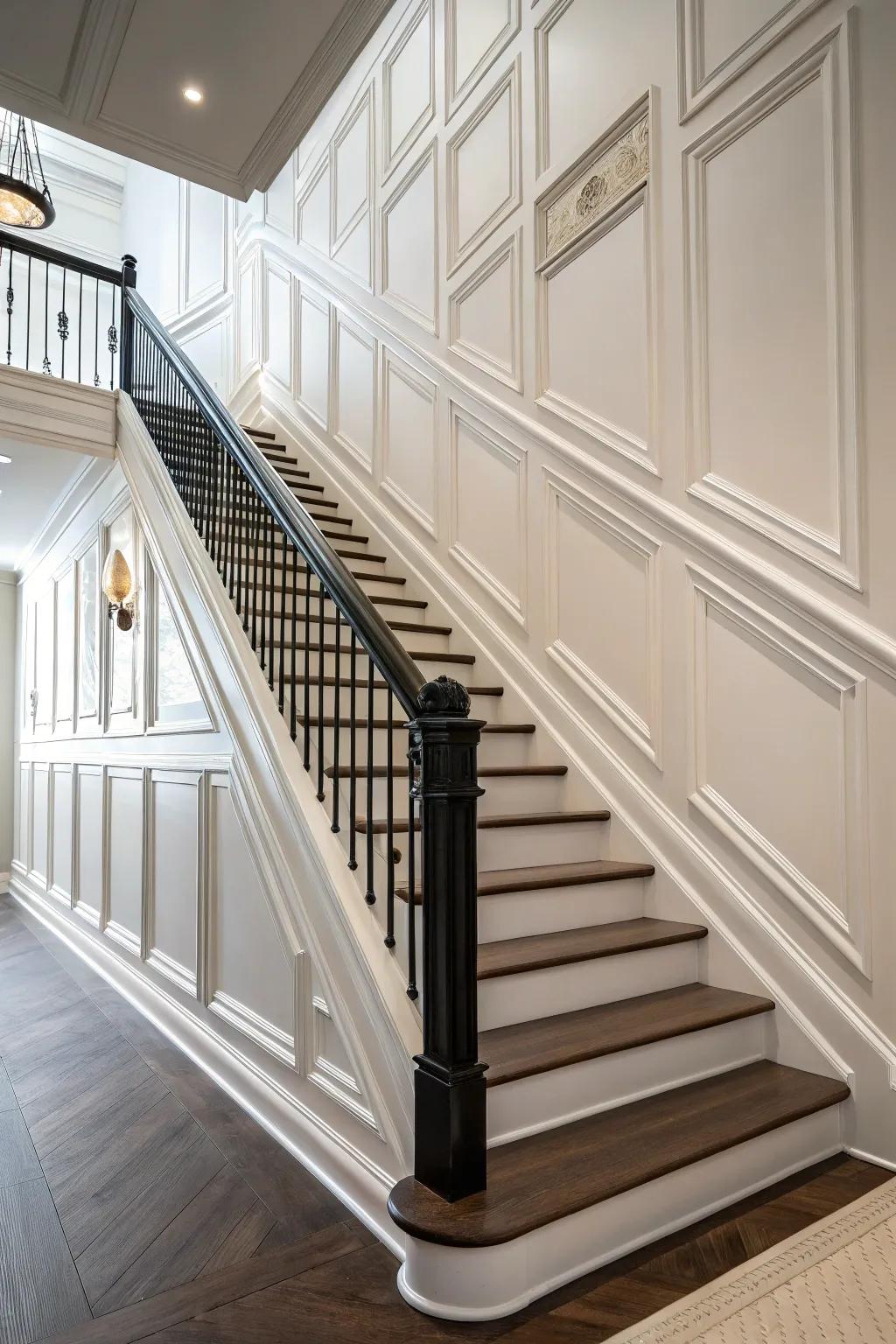 Vertical lines add height and elegance to your staircase.