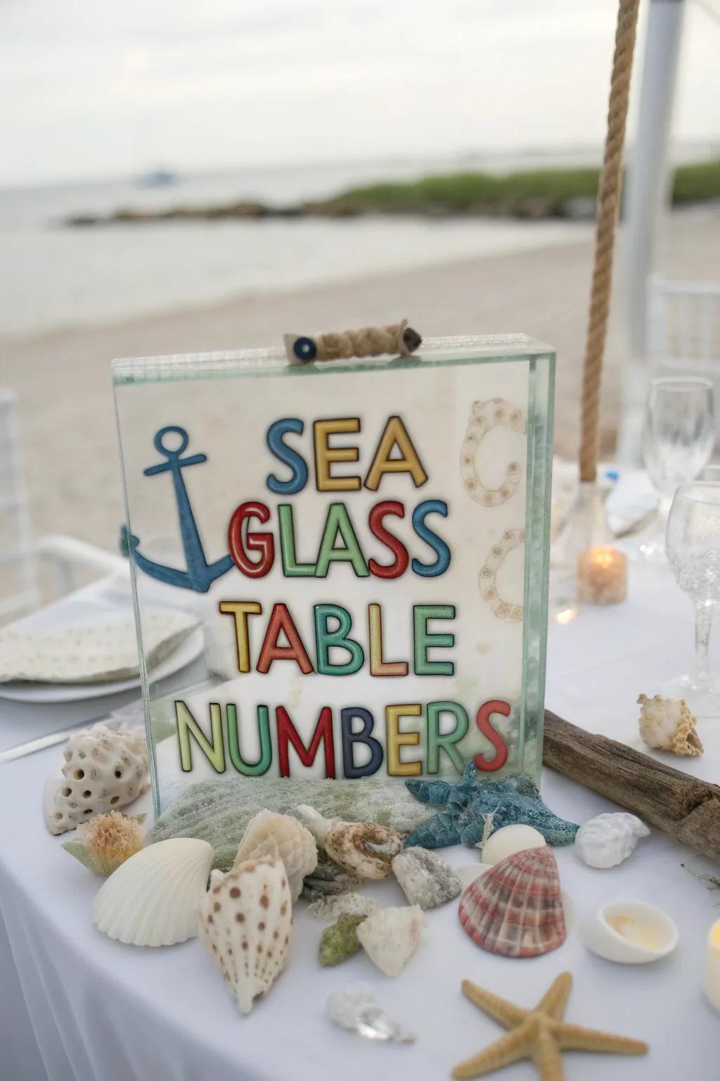 Sea glass adds a coastal charm to nautical-themed events.