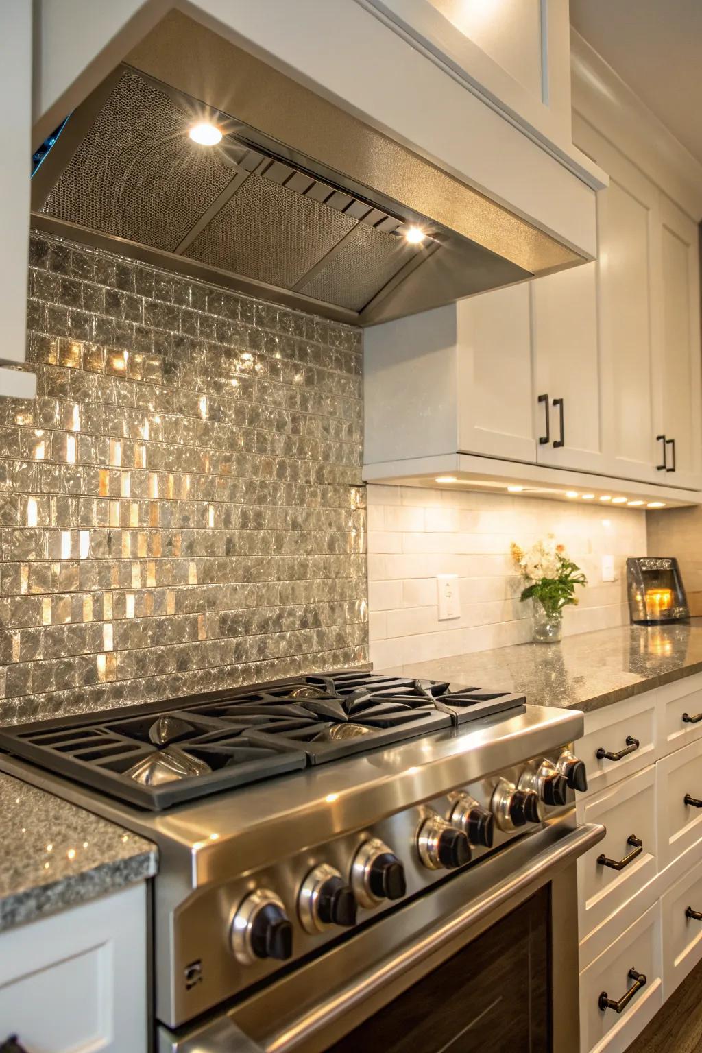 Metallic accents bring a glamorous touch to your kitchen.