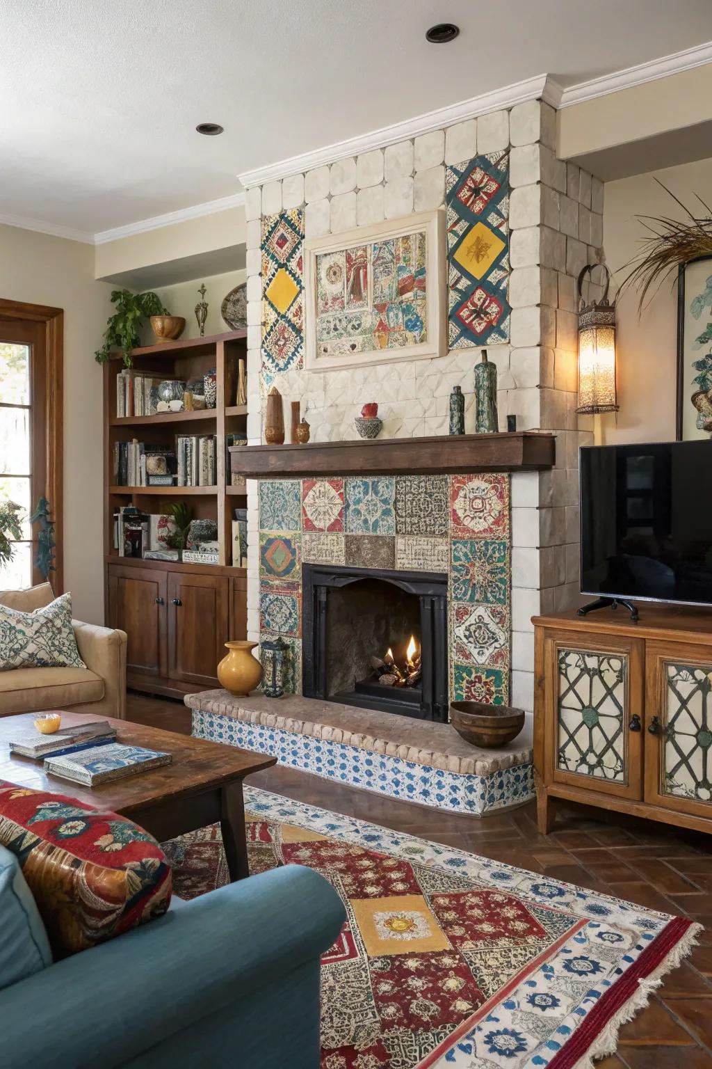 An eclectic mix of tiles showcases unique personality.