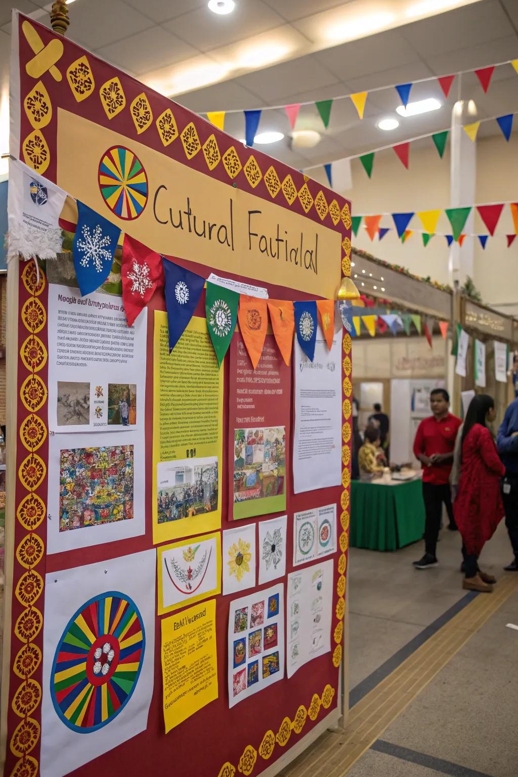 A cultural festival board celebrating diverse traditions.