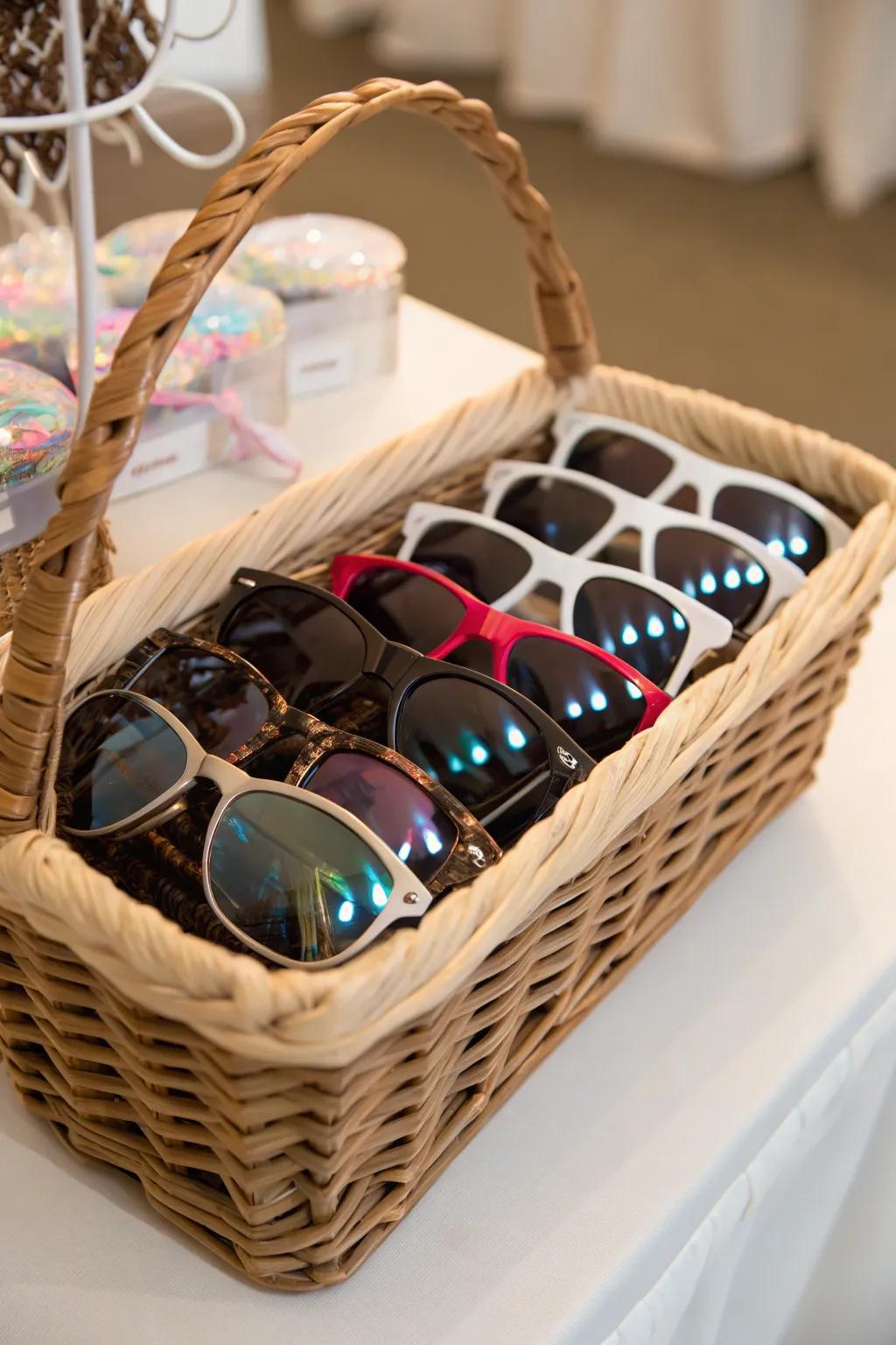 Sunglasses are a fun and practical party favor for guests.