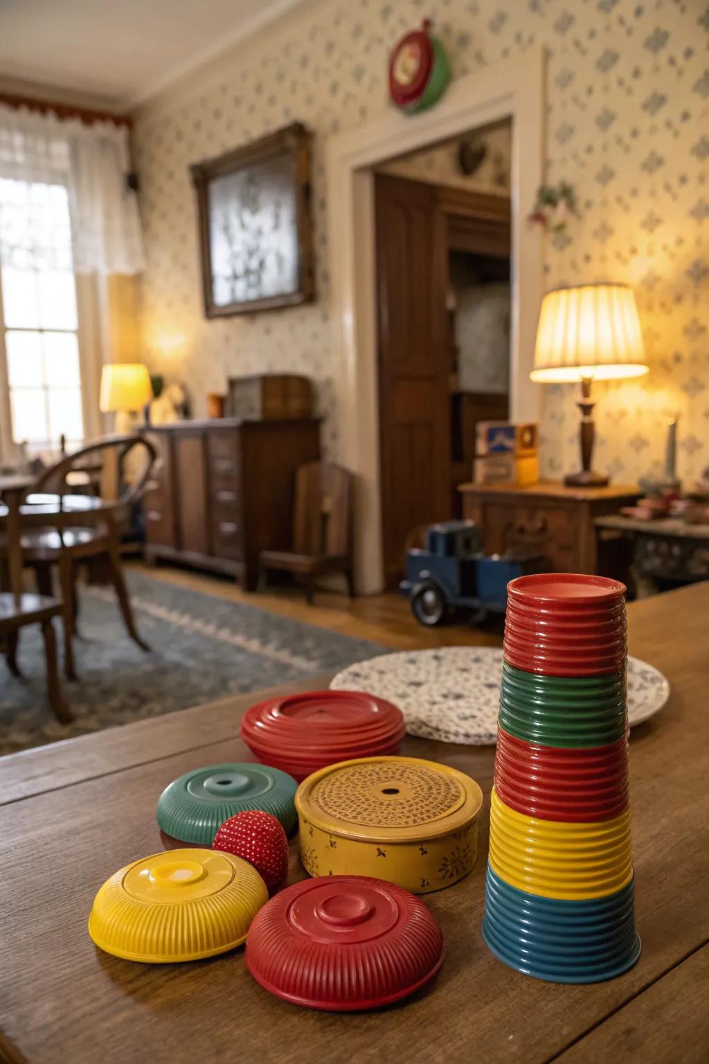 Add a playful twist with classic toys from the 1940s.