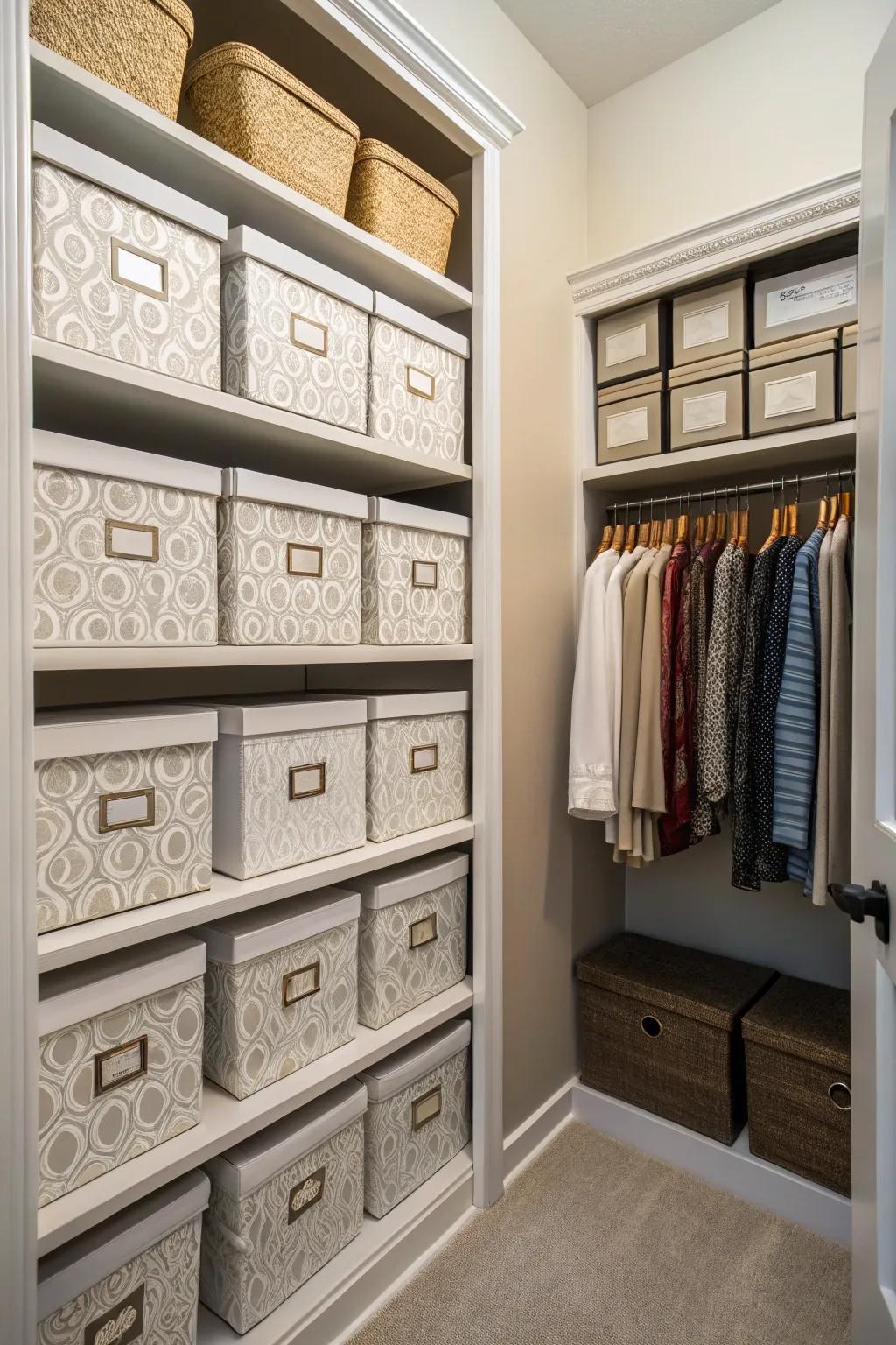 Stylish boxes add elegance and organization.