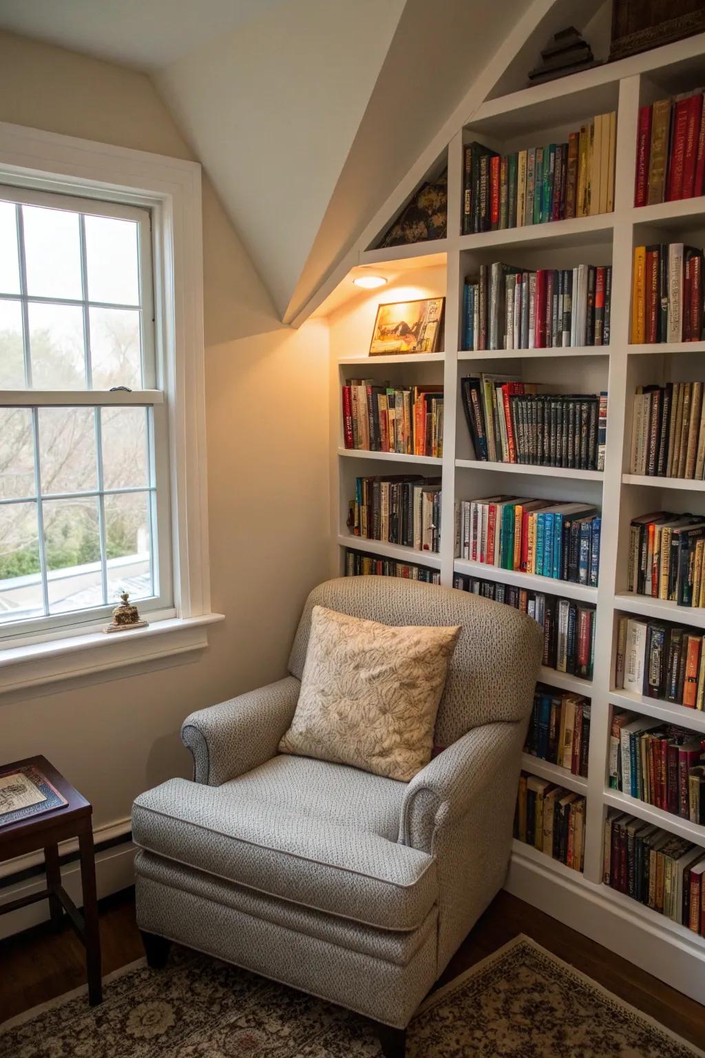 Create your own mini library with alcove shelving.