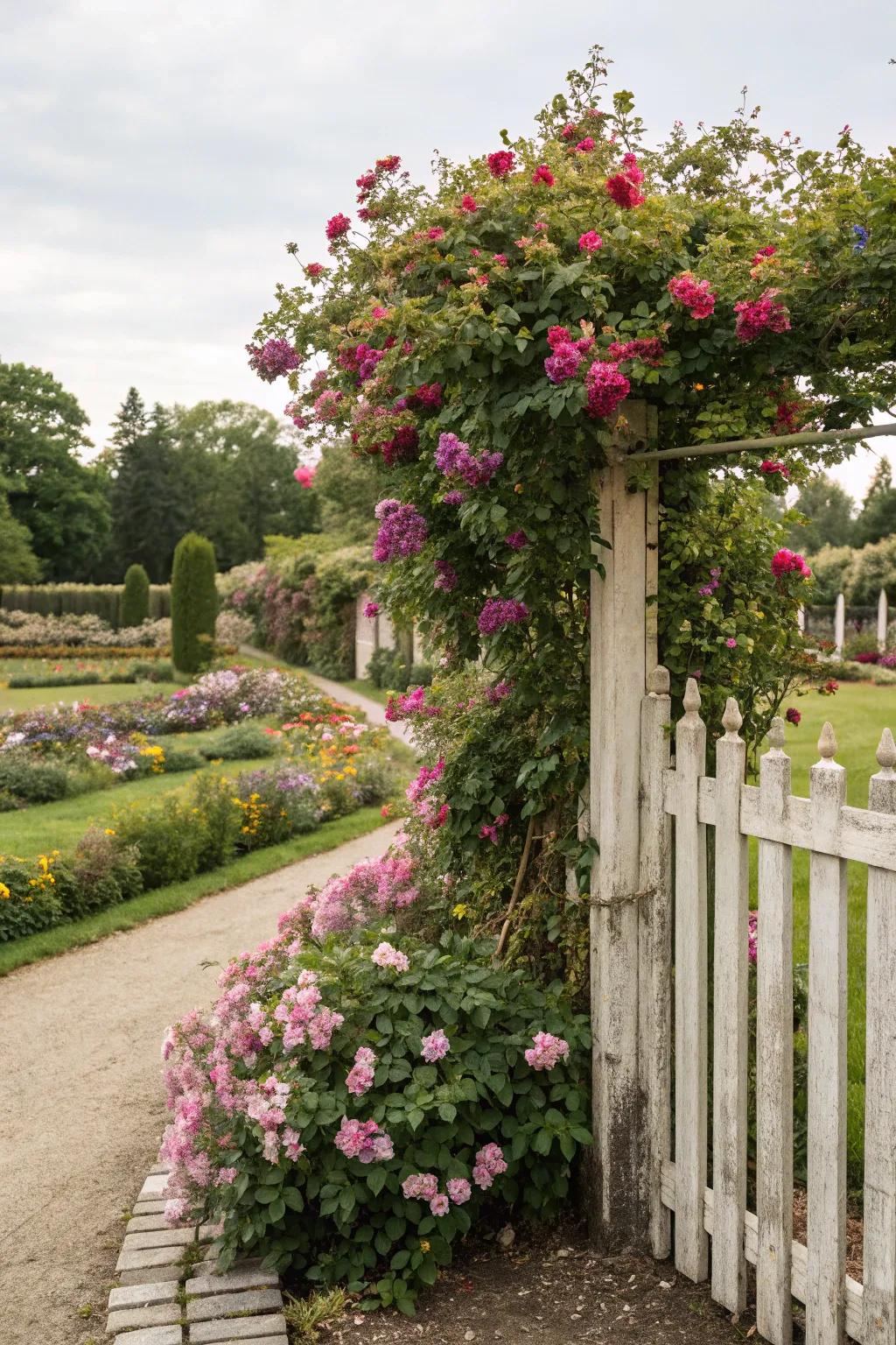 Climbing plants offer a lush transformation.