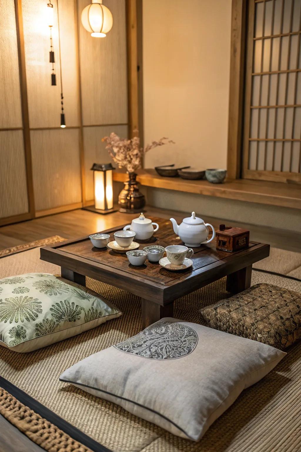 A tea ceremony space offering serenity and a touch of tradition.