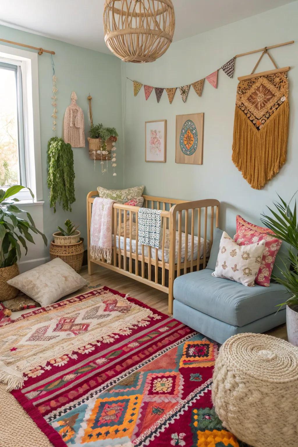 Unleash creativity with a bohemian-themed nursery.