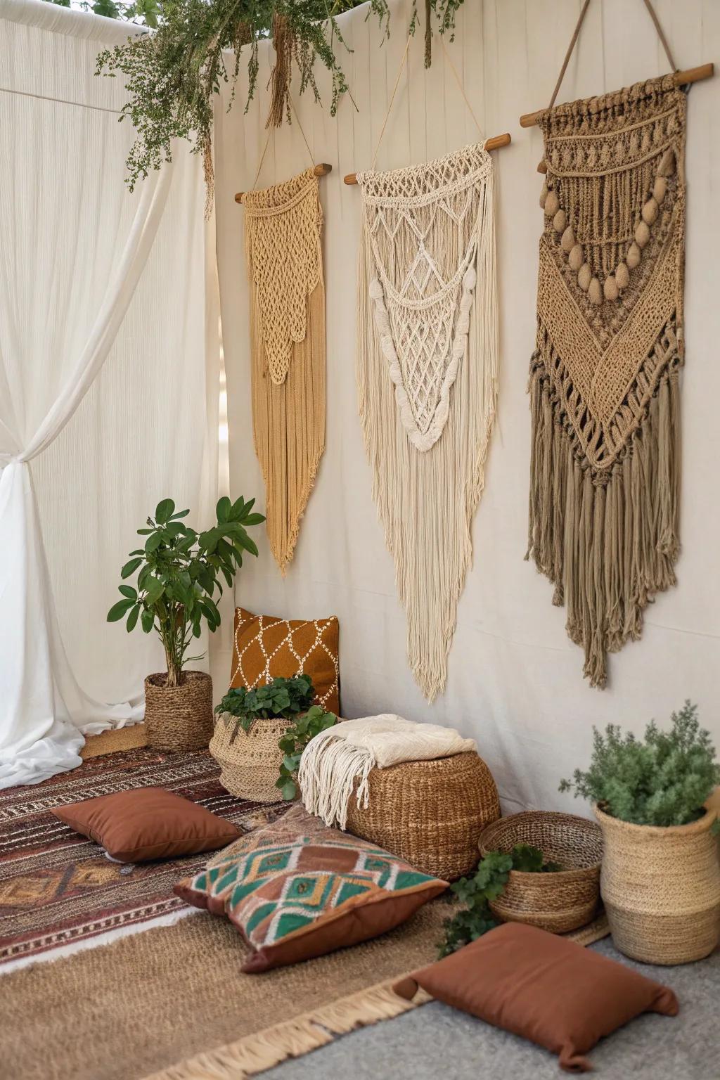 Boho chic style brings a relaxed and stylish vibe to the decor.