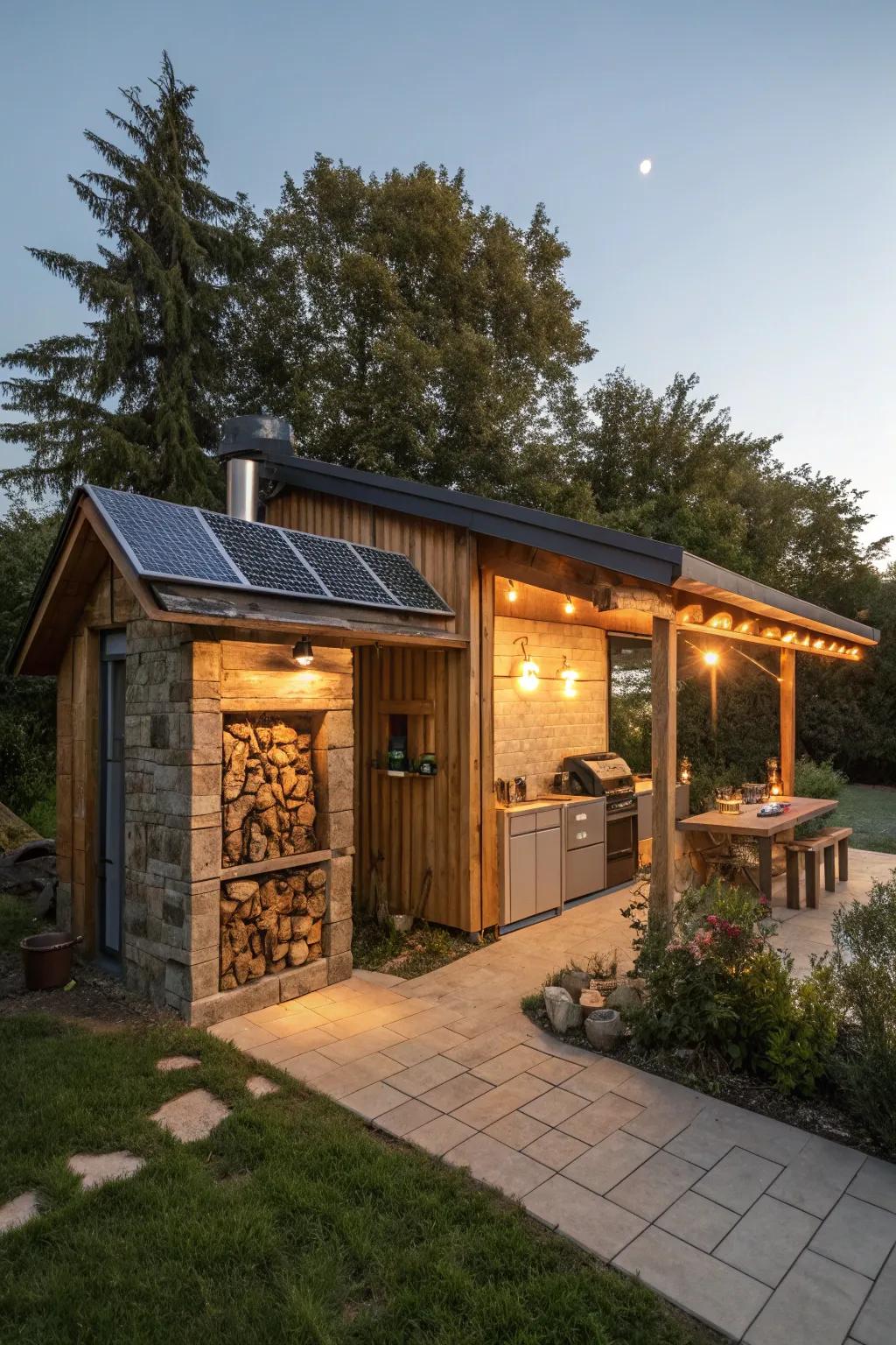 Stylish sustainability with an eco-friendly BBQ shed.