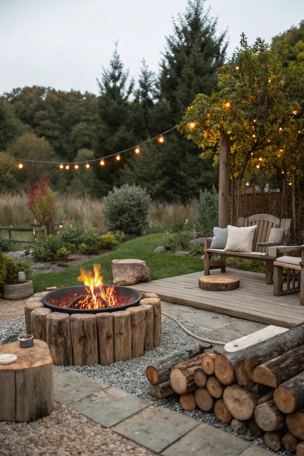 Rustic wood elements add a natural and sustainable touch.