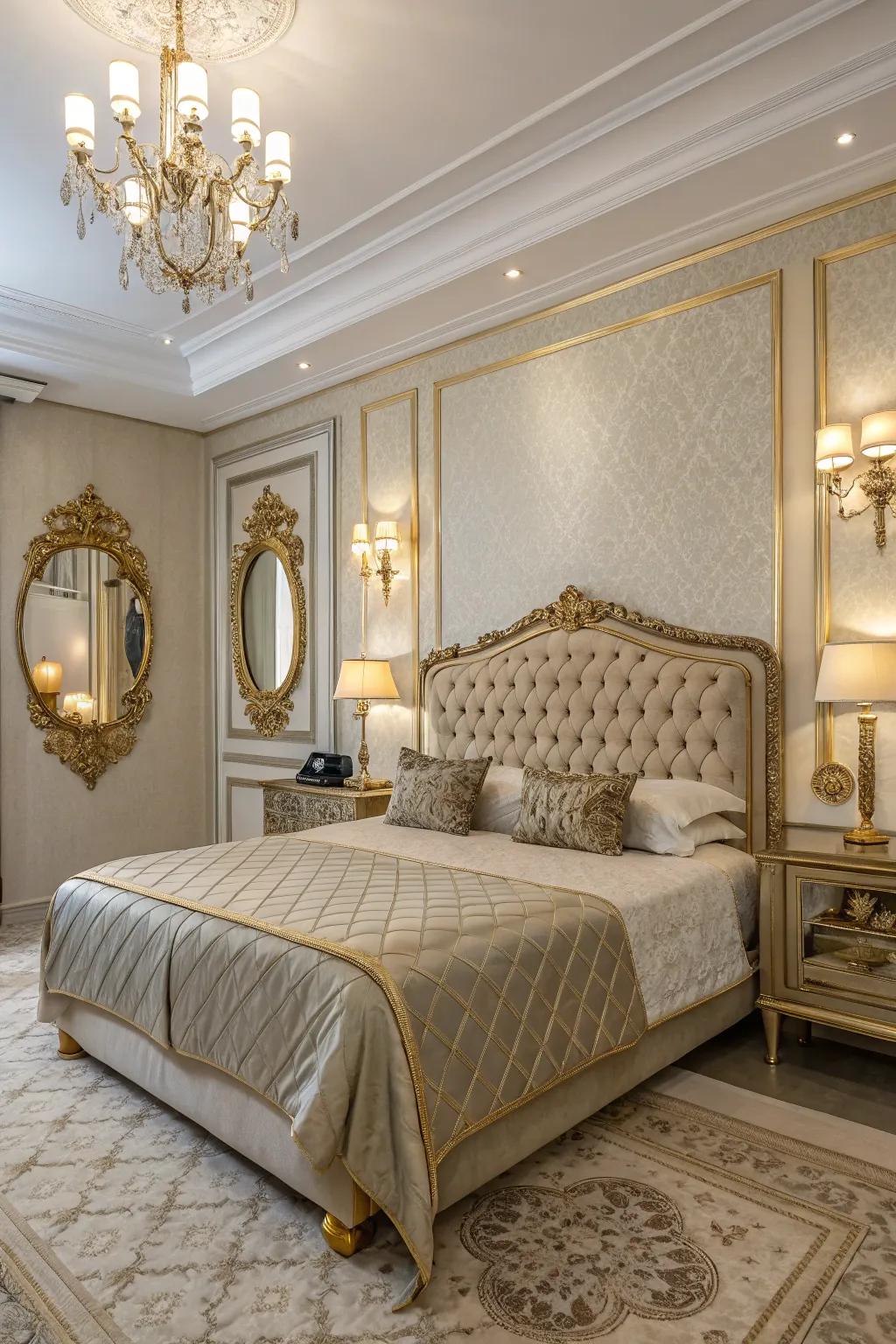 Gold accents evoke a sense of luxury.
