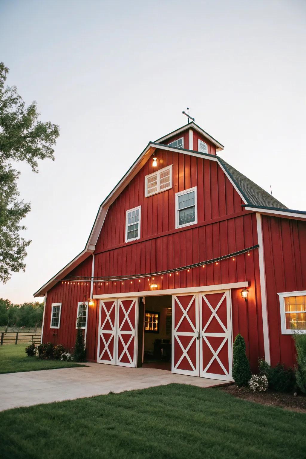 Traditional barn elements adding nostalgic charm to this barndominium.