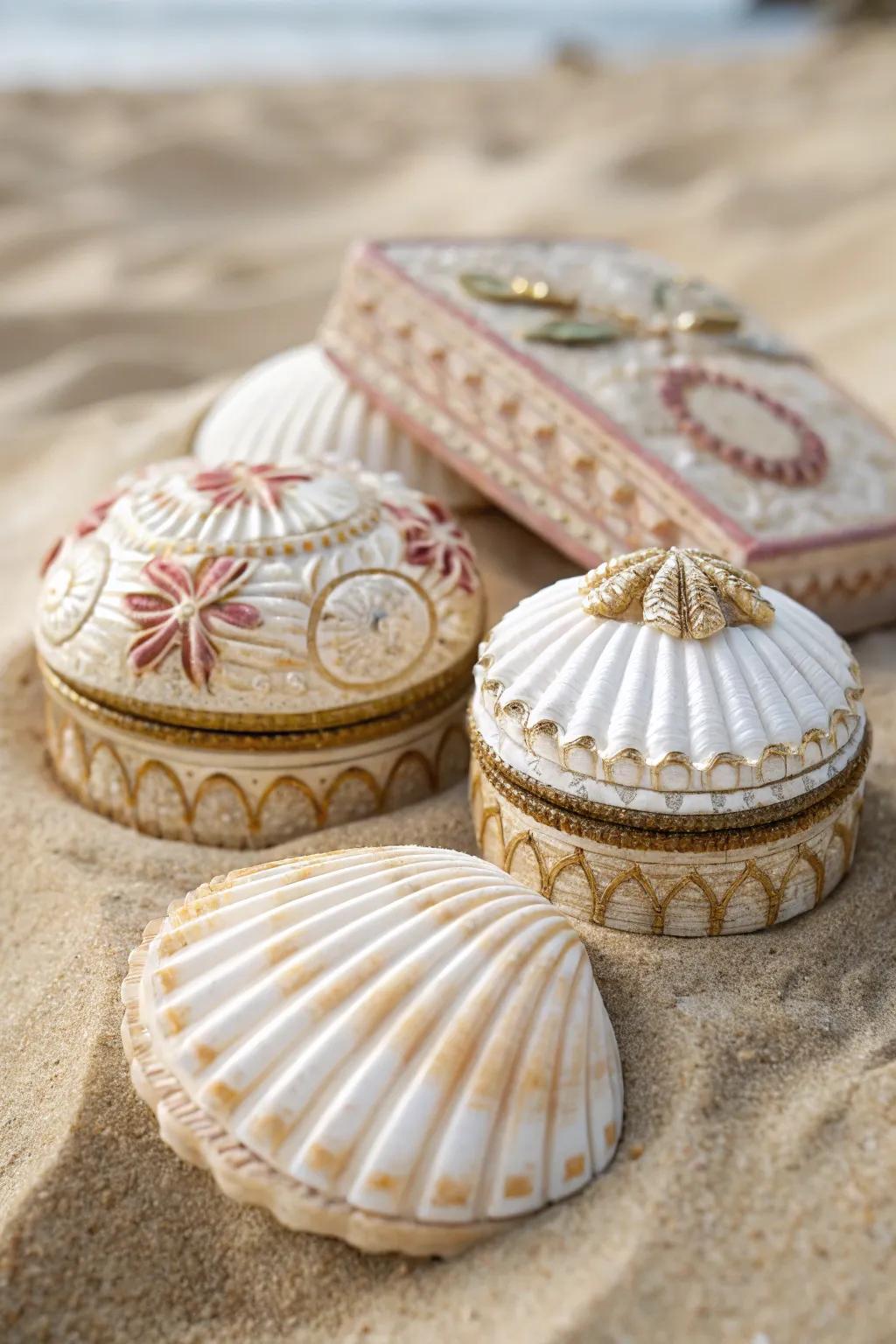 Seashell trinket boxes are perfect for storing cherished mementos.