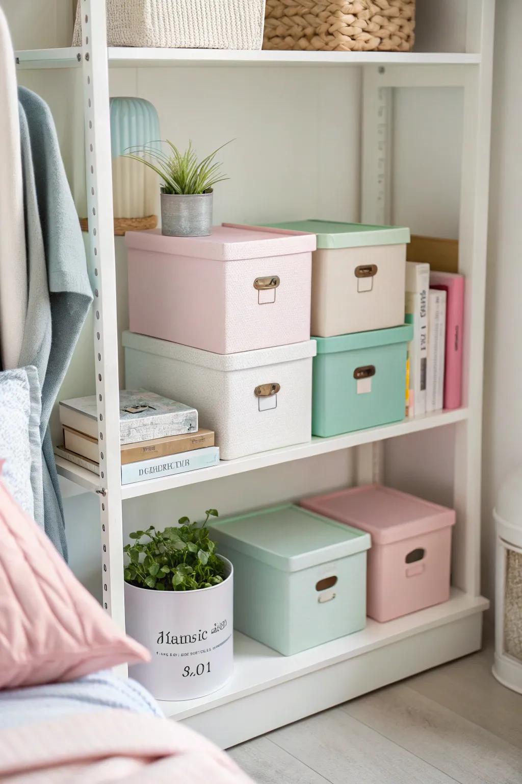 Achieve a cohesive look with matching storage boxes.