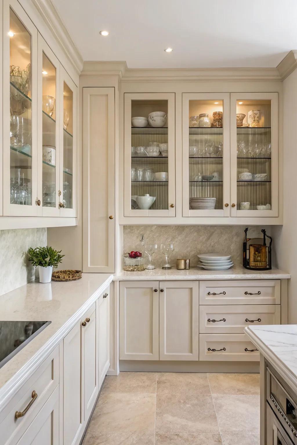 Glass elements add elegance and enhance the airy feel.