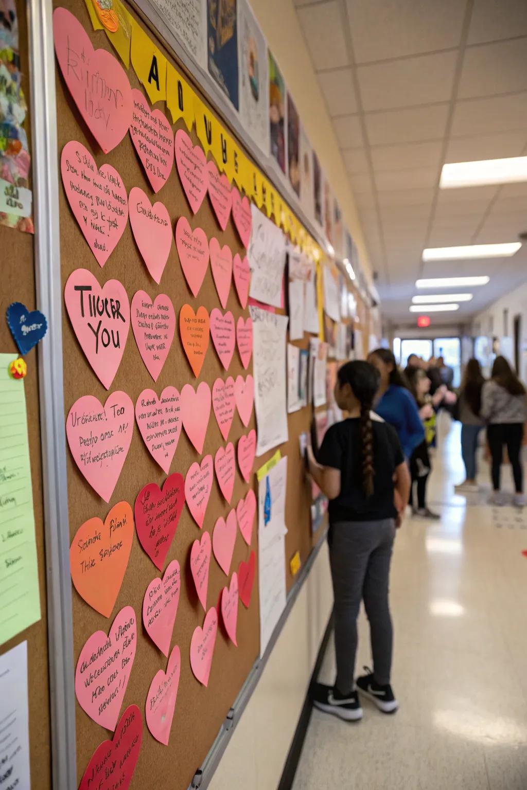 Thank you notes shaped like hearts express gratitude.