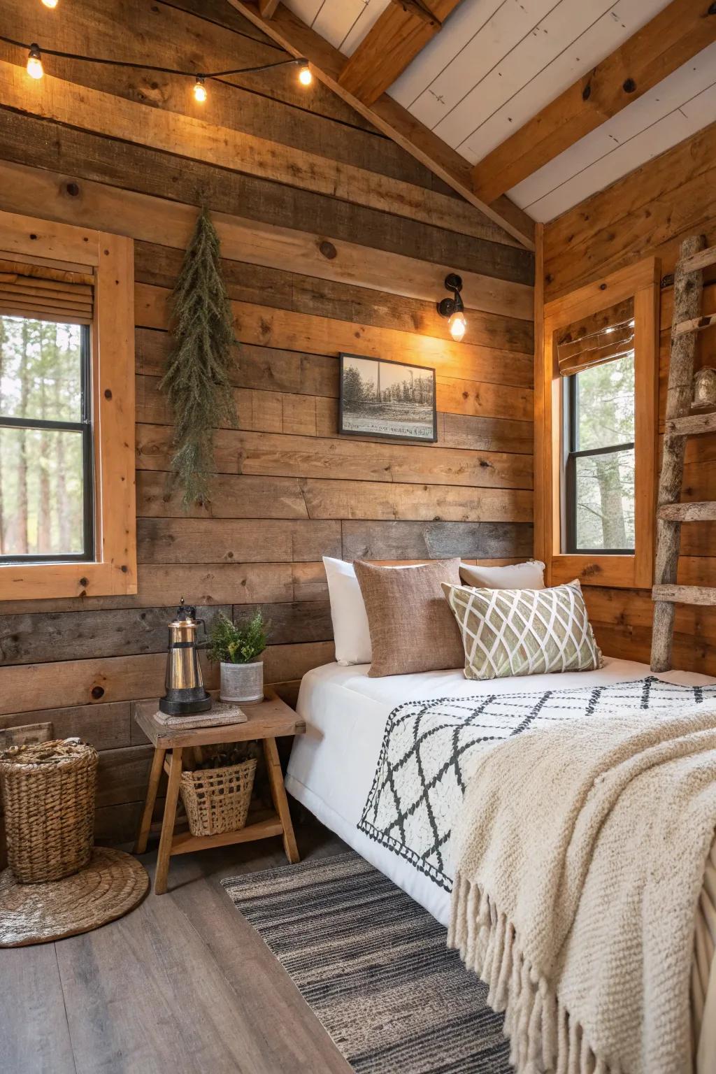 Reclaimed wood adds character and sustainability to cabin designs.