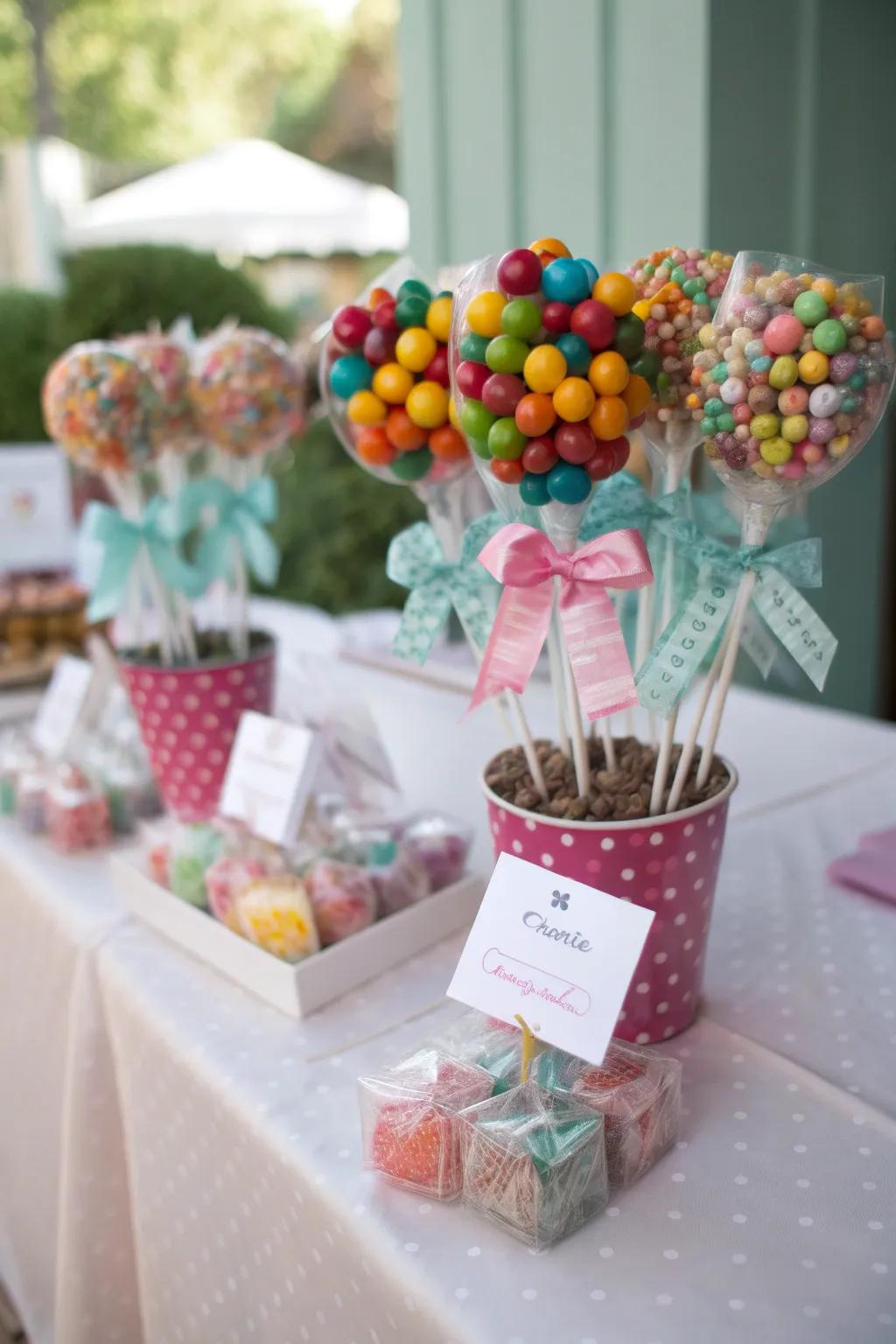 A personalized candy bouquet with heartfelt messages.