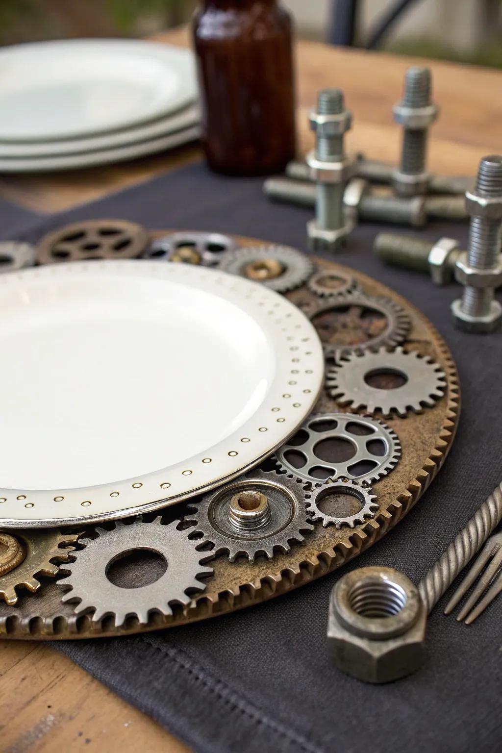 Add an industrial vibe to your table with a unique centerpiece.