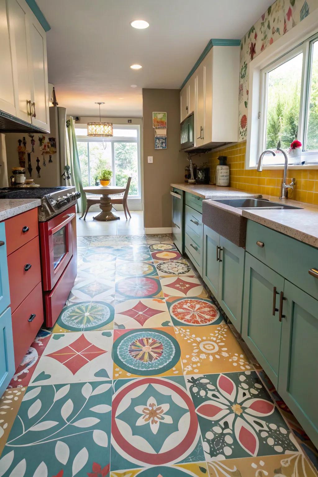 Painted linoleum offers a fresh, budget-friendly update.