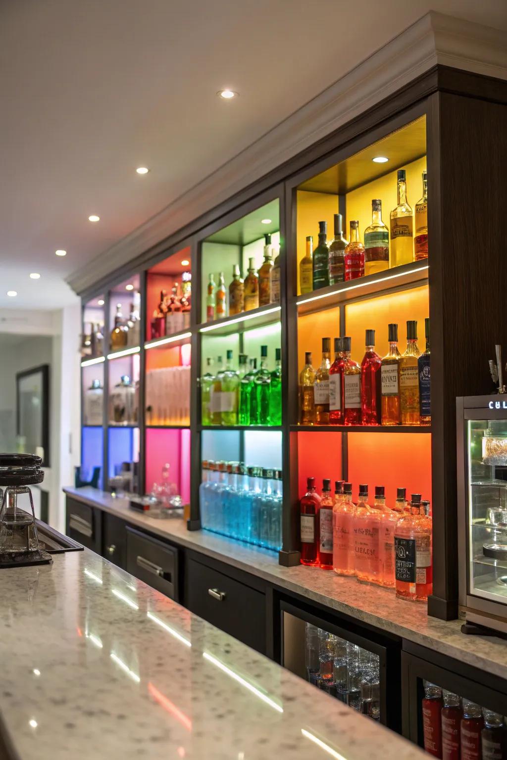 Color accents make your bar area stand out.