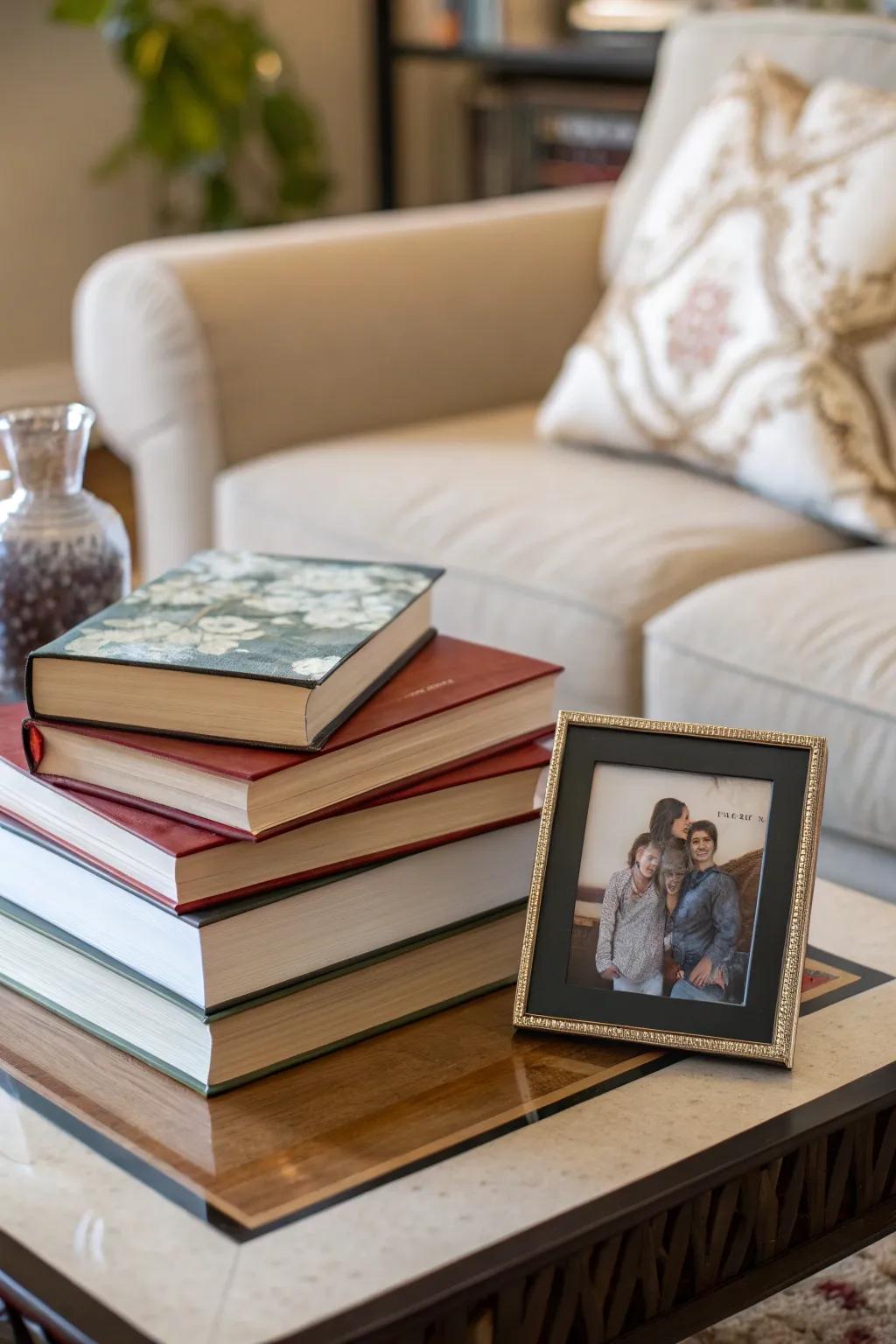 Family photos infuse your decor with personal warmth.