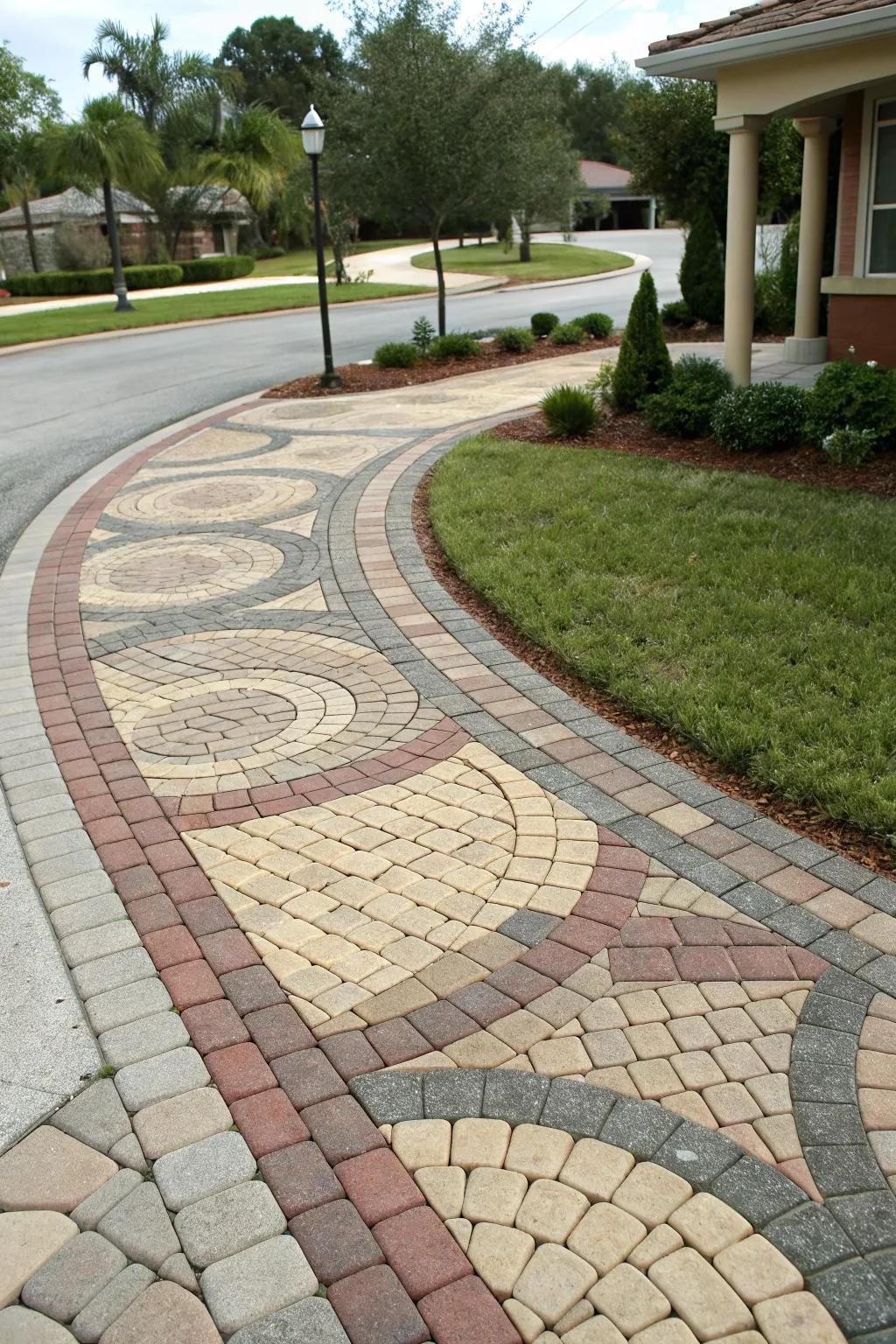 Playful paver patterns adding a custom touch.