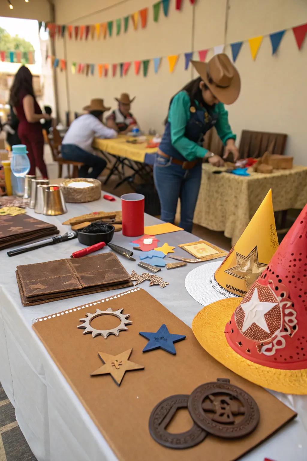 Encourage creativity with a sheriff badge crafting station.